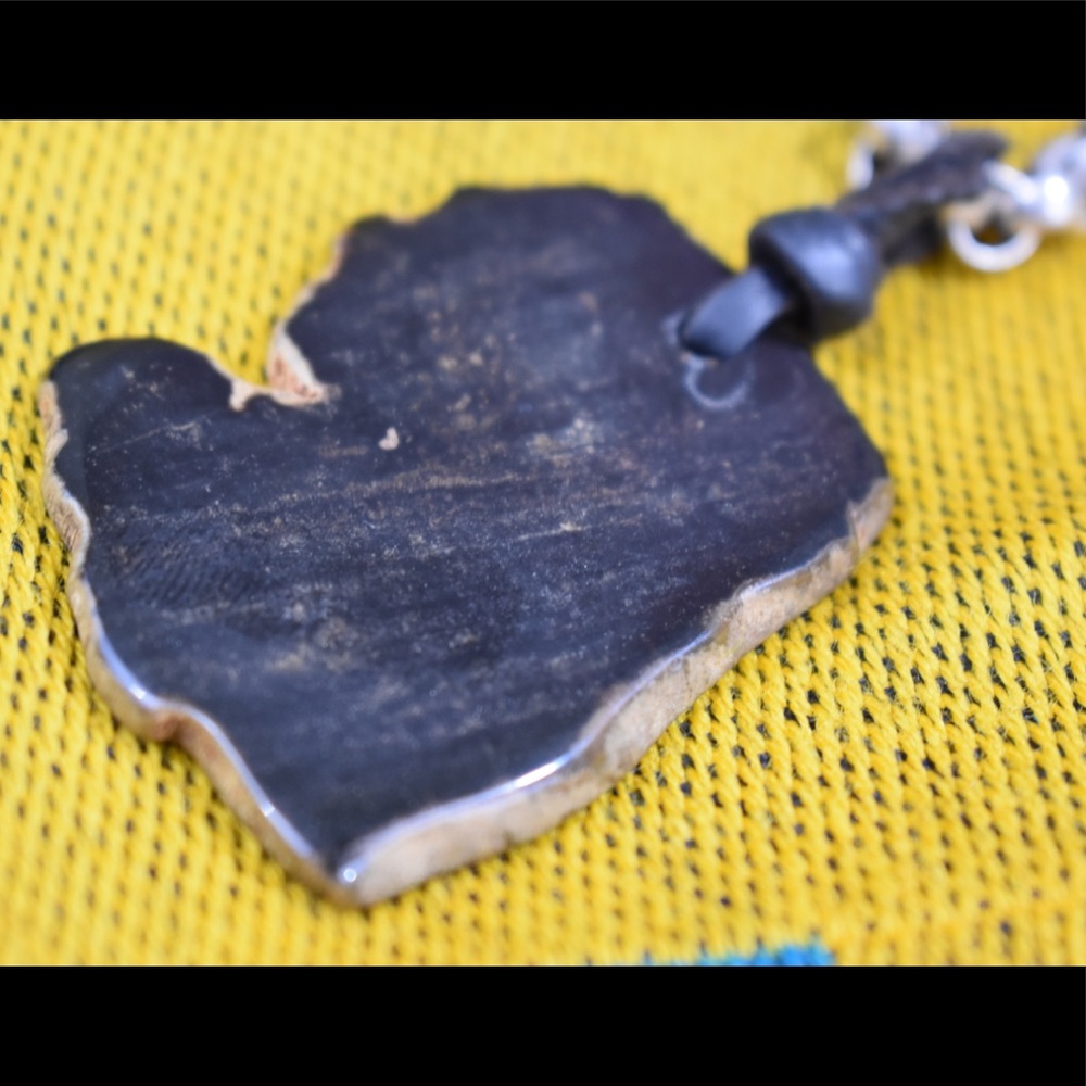 Petrified Wood Necklace Silver Rollo Chain - Picture 13 of 16
